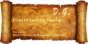 Dimitrievits Gyula névjegykártya